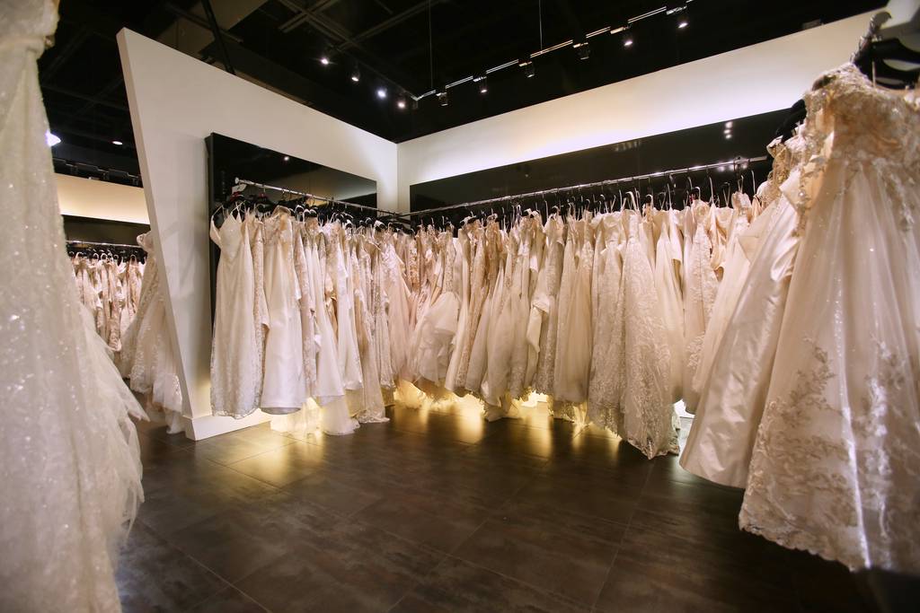wedding dresses atlanta The Best Bridal Salons in Christina Wu Bridal Dress 15954 Spaghetti strap slim gown made of all over peal lace with 3D organza flowers. Kennesaw Bridal Shop, Atlanta, GA